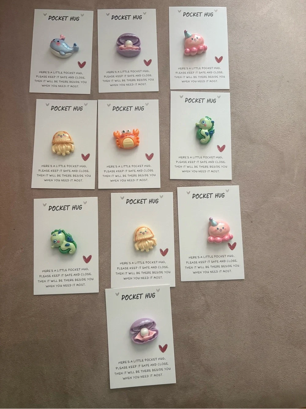 Pocket Hug Small Pets Charm Set - Assorted Pastel Colors set of 10
